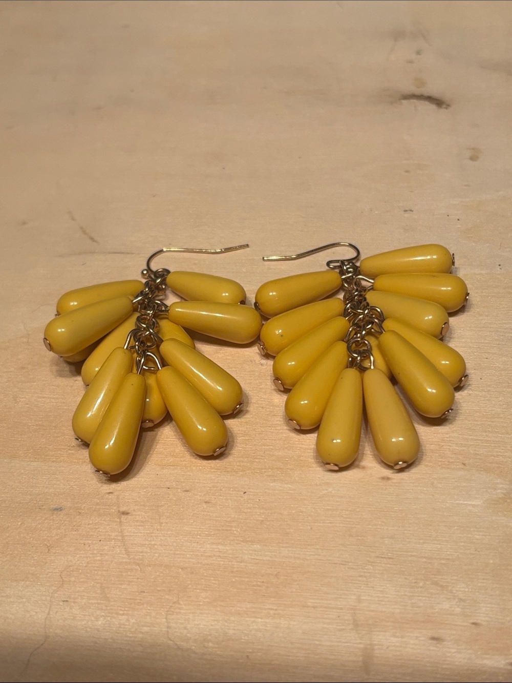 Yellow Teardrop Cluster Dangle Earrings - Unbranded